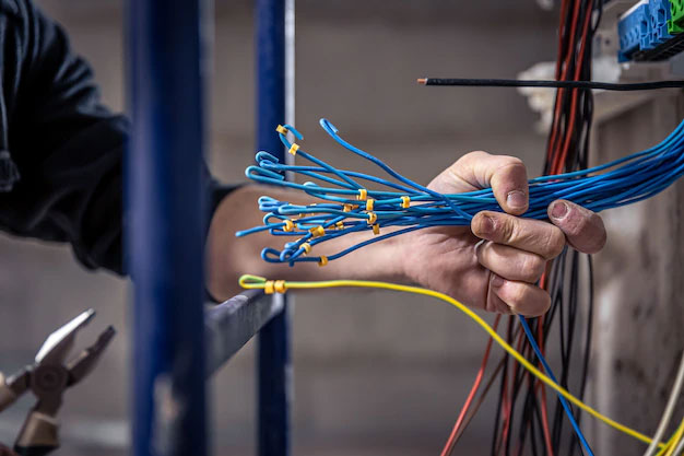 male-electrician-works-switchboard-with-electrical-connecting-cable
