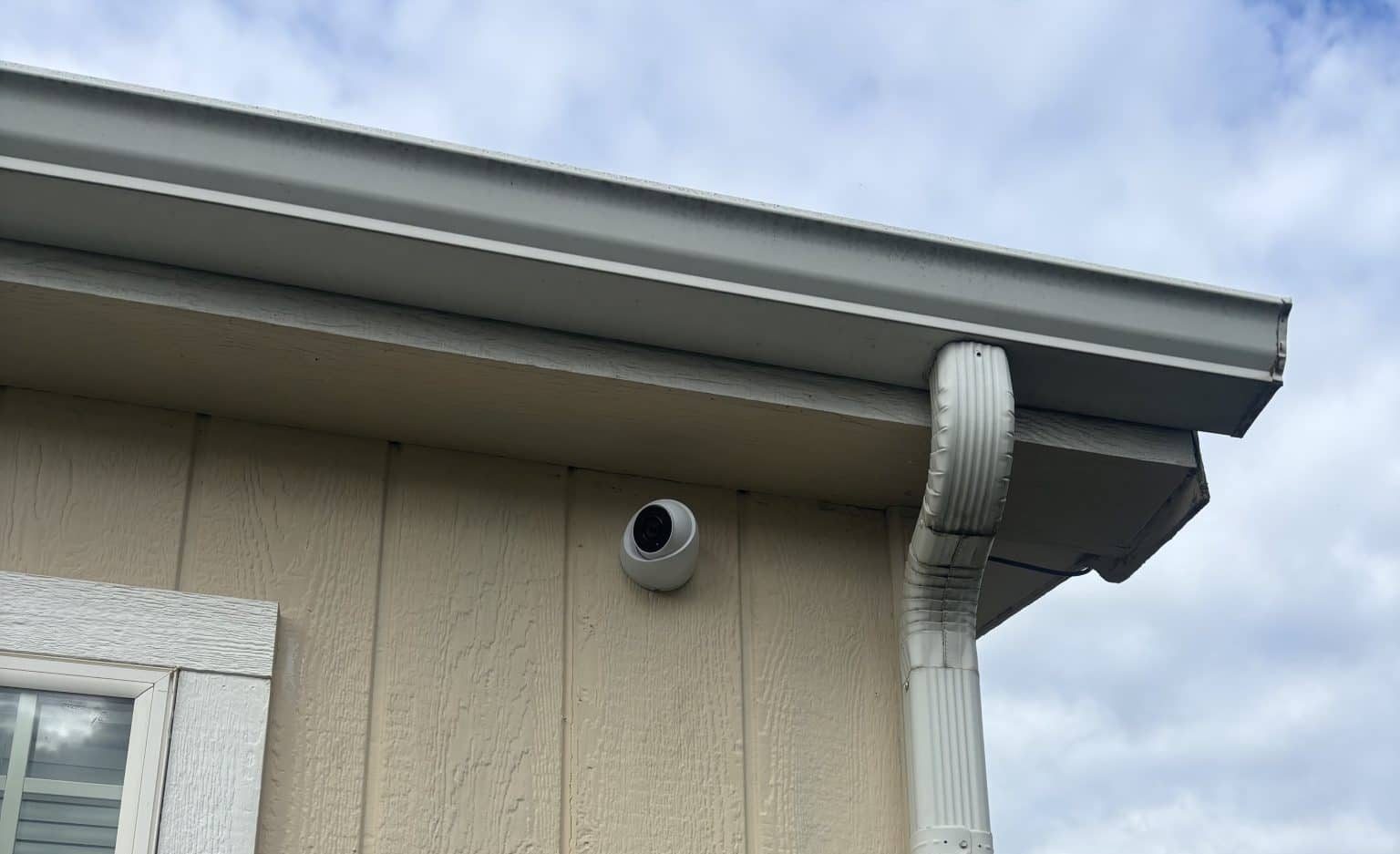 Security camera installed under the eave of a Lewiston, Idaho home by RD Electric